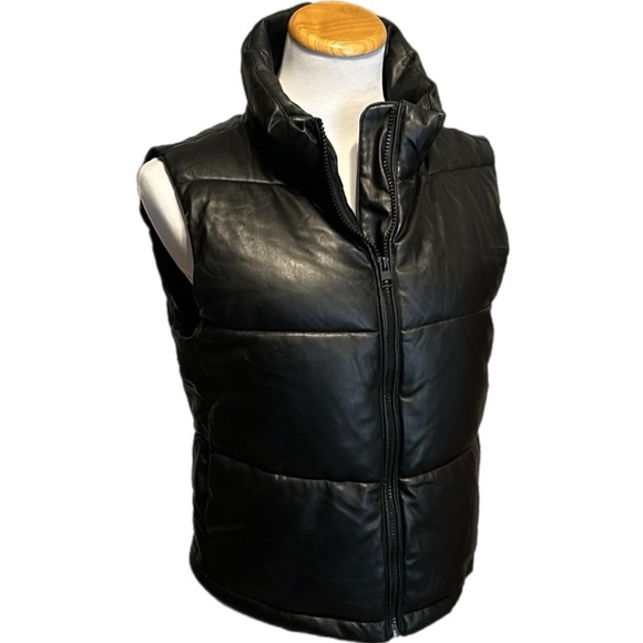 7 for all mankind faux leather puffer vest - Picture 9 of 14